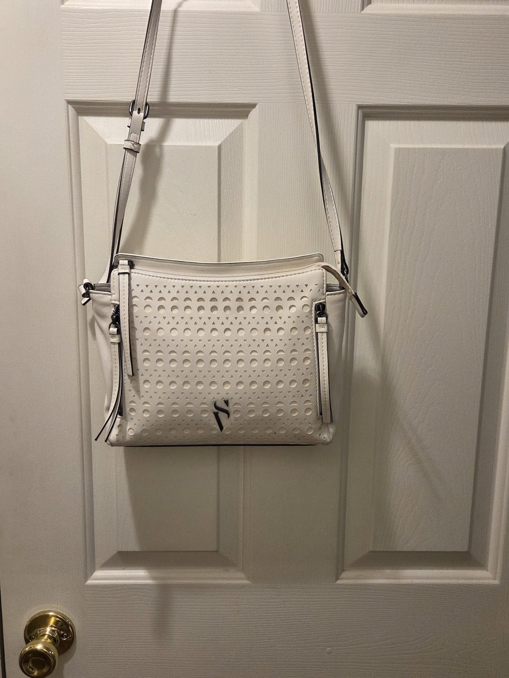 Simply Vera Vera Wang White Perforated Crossbody Bag